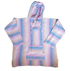 Pink & blue Mexican Jerga Pullover Hoodie XXXL Unisex